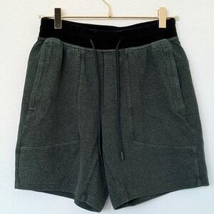Lululemon At Ease Short Men S Green Textured Athleisure Drawstring LM7AI9S